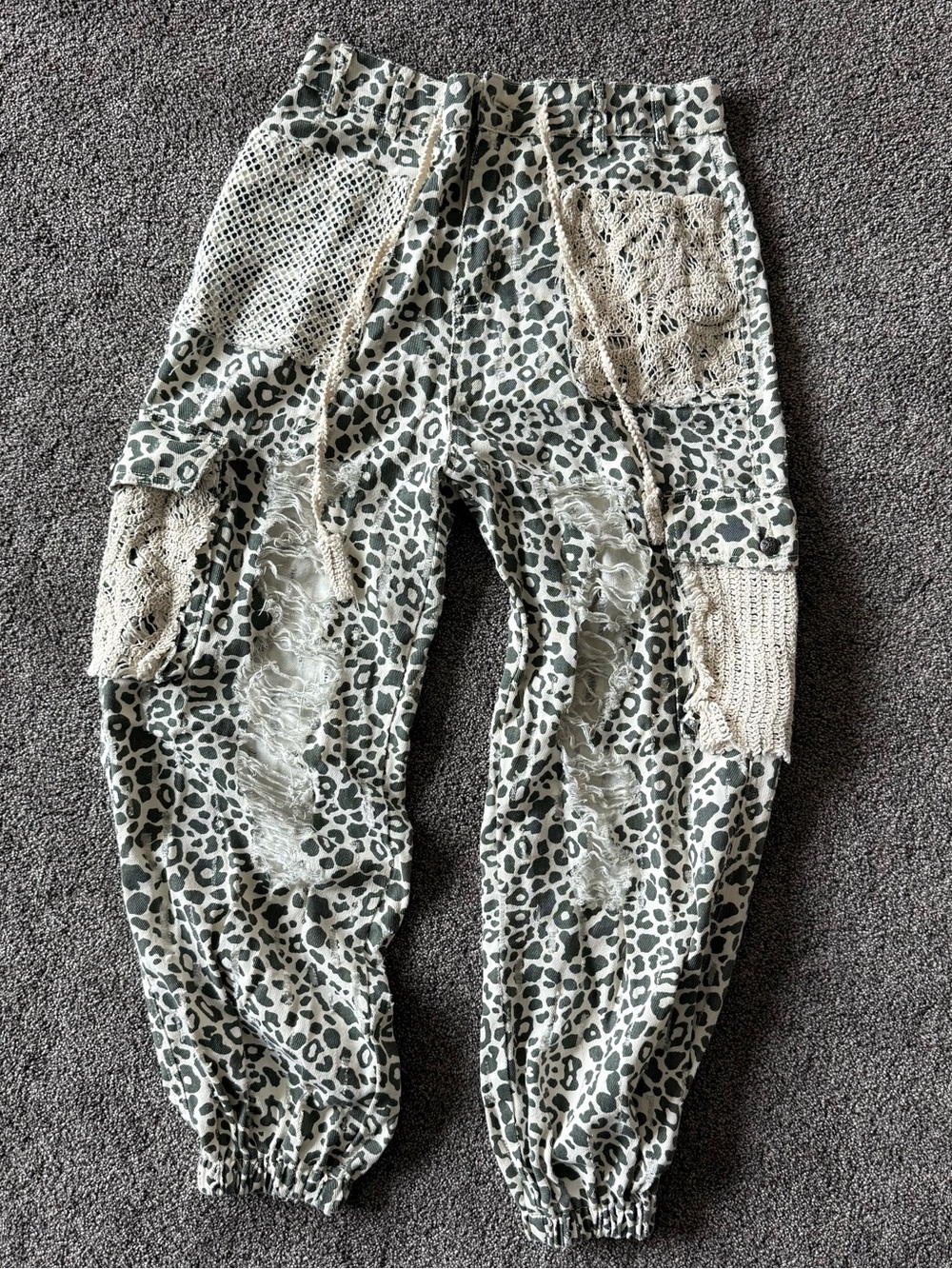 POL Distressed Denim Cargo Joggers